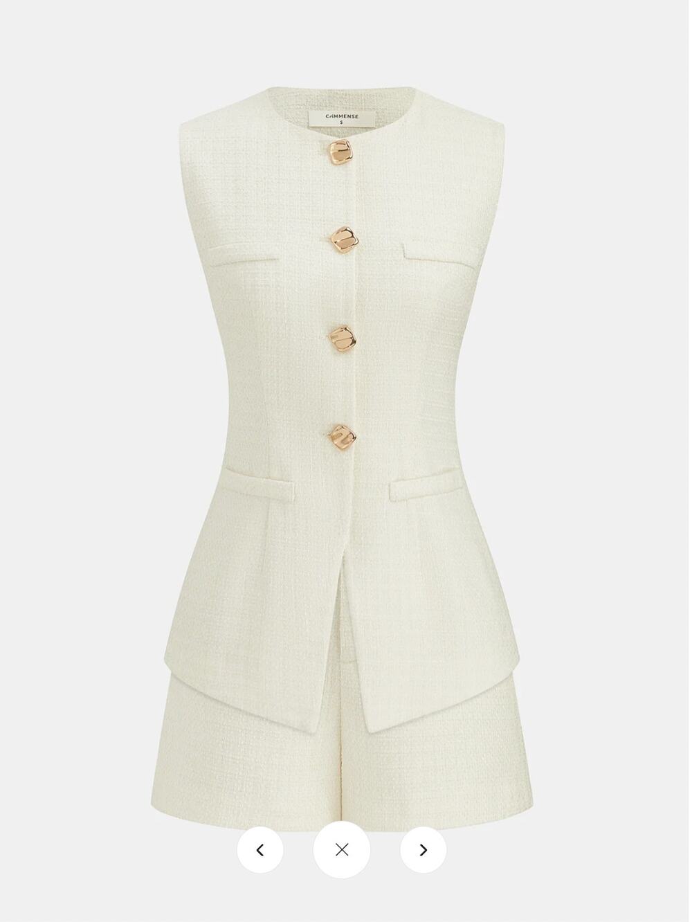 NWT Commense Metal Button Tweed Vest & Shorts Set Sz XL
